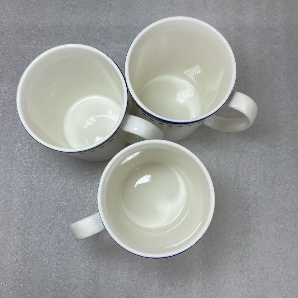 Kate Spade New York Lenox Charlotte Street East Blue Dots Coffee Mug Set Of 3 - Picture 2 of 6